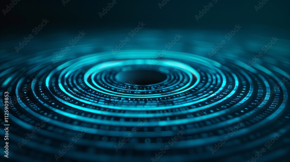 Poster abstract blue circular patterns.