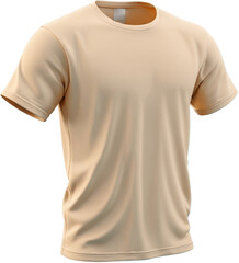 A plain beige t-shirt displayed on a transparent background. The simple and minimalistic design makes it suitable for casual wear or as a blank template for custom prints.