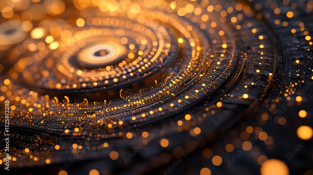 Poster swirling patterns of light create an ethereal glow in a vibrant abstract design