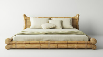 Obraz premium bamboo eco-friendly furniture Concept. Stylish eco friendly bamboo bed frame for modern living