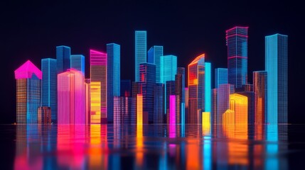 Obraz premium Bright Futuristic Cityscape at Night