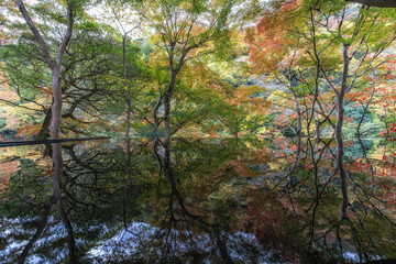 Obraz premium Arashiyama yusaitei reflecting pond