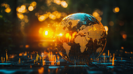 Fototapeta premium Abstract business Financial charts show a significant increase in profits in the stock market.This is driven by higher interest rates and continued growth. In the innovation world network of financial