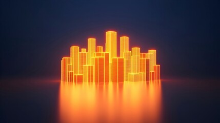 Fototapeta premium Futuristic Neon Cityscape with Reflective Water Surface
