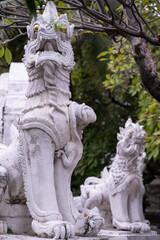 Architecture and details in a Buddhist jungle temple
