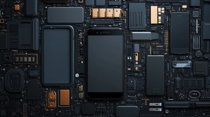 Fototapeta premium Eco-friendly electronics circular economy and recycled smartphones