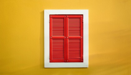Red window on yellow wall.Generated image