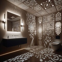 Utilizing shadow and light this bathroom features luminogram ins