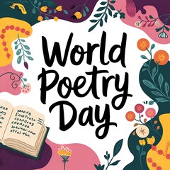 Obraz premium World Poetry Day Celebrated With Flowers And An Open Book