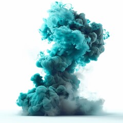 A vivid smoke eruption, aquamarine and teal