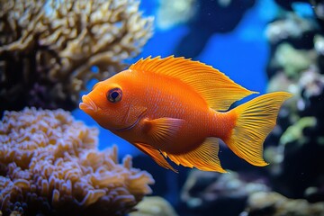 Obraz premium vibrant orange fish swimming in a coral reef