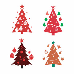christmas tree set,set of chrismas tree silhouette vector