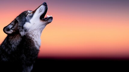 Obraz premium Majestic Grey Wolf Howling at Sunset Wildlife Nature Animal Canine Predator