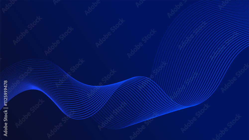Aufkleber geometric curved lines in gradient blue tones forming dynamic futuristic abstract flow patterns
