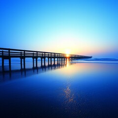 Serene Sunrise Pier Ocean Reflection Calmness