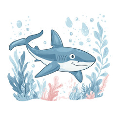 Obraz premium Adorable Baby Shark in the Ocean Depths