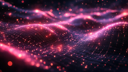 Fototapeta premium Technology-inspired background featuring 3D holographic grids and dynamic glowing elements