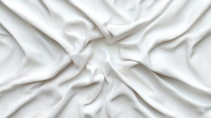 Obraz premium Close-up of textured white fabric with soft folds and wrinkles, creating an abstract design.