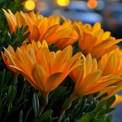 Fototapeta premium Vibrant Orange Osteospermum Flowers Closeup