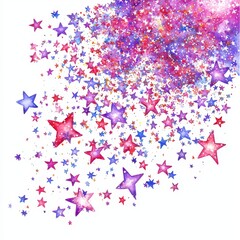 Watercolor Burst of Pink and Purple Stars