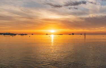 Beautiful red and orange sunrise over the sea.