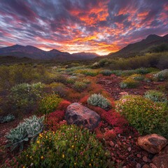 Wildflower Meadow Sunrise in Australian Outback