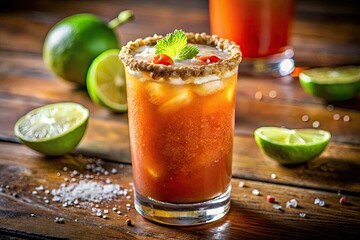 Michelada Cocktail, Deep Depth of Field, Isolated Drink, PNG Image, High-Resolution Photo