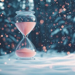 Winter Solstice Hourglass in Snowy Landscape