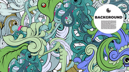 Unique abstract doodle illustration ideal for website backgrounds, landing pages, templates, and book or magazine covers.