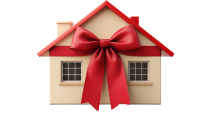 house with ribbon isolated on white background