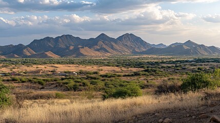 Expansive Desert Landscape at Golden Hour Light