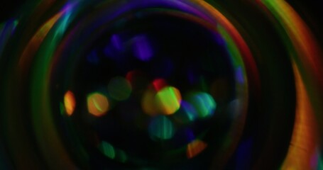 Bokeh festive. Blurred retro realistic. Defocused leak multicolor green yellow rays rainbow...