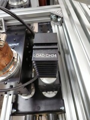 Close up of dummy load in a high frequency television transmitter system.