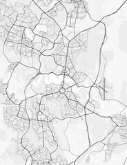 Obraz premium Map of Canberra, Australia. Perfect for posters, printing, wallpaper, and home decor. Contains information on places of interest, roads, toll roads, rivers, mountains, parks, etc