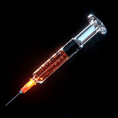 advanced modern medical syringe device with liquid, metallic feel,Booster,cosmetic laboratory research and development,medicine，science bio skincare,cosmetology,surgery，3d rendering