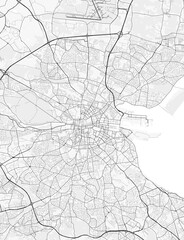 Fototapeta premium Map of Dublin, Ireland. Perfect for posters, printing, wallpaper, and home decor. Maps with monochrome and black and white styles, suitable for those who want to customize