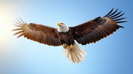 Obraz premium Majestic Bald Eagle Soaring High Wildlife Nature Bird Freedom Power Animal Flight