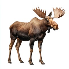 Fototapeta premium A majestic moose stands tall, showcasing its impressive antlers and strong physique, embodying the wilderness of North America.