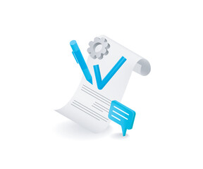 Checklist document file with the pencil illustration concept