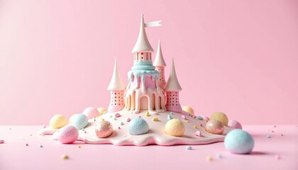 Colorful Fairy Tale Castle Cake with Fun Edible Decorations