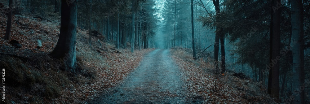 Aufkleber a tranquil forest pathway invites exploration as it stretches into thick woods surrounded by tall tr