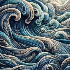 Fototapeta premium Woven tapestry currents Interlaced threads creating textured wat