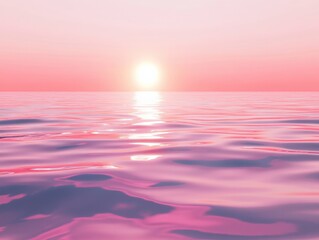 Fototapeta premium serene sunset over calm waters with pink hues