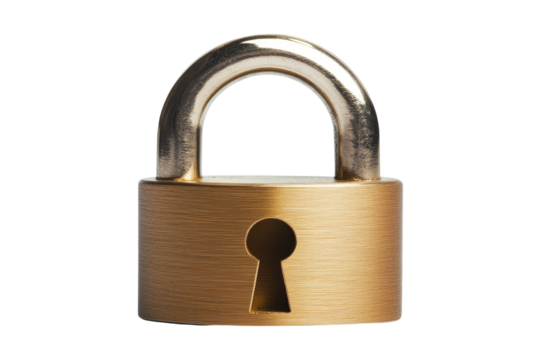 Front view of isolated padlock symbol on for security concept