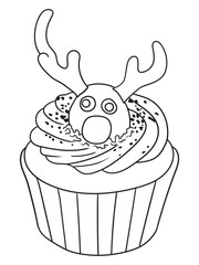 Adorable cupcake illustration with whipped cream details, perfect for coloring books, scrapbooking, or digital art. Fun and engaging linework design