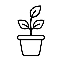 Plant with pot icon line art outline style