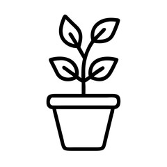 Plant with pot icon line art outline style