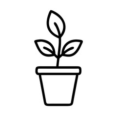 Plant with pot icon line art outline style