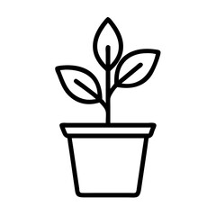Plant with pot icon line art outline style
