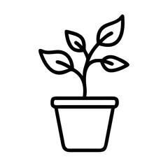 Plant with pot icon line art outline style